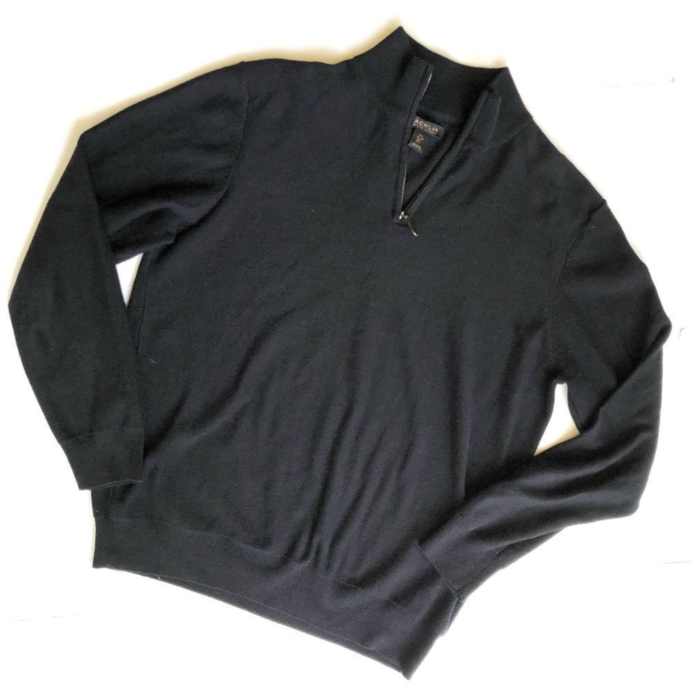 NWOT Men’s LACHLAN 1/4 Zip Sweater Black 100% Cotton Size Large